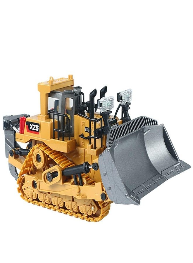 RABRA Remote Control Bulldozer RC 1/24 Full Functional Construction Vehicle, 2.4Ghz 9 Channel Bulldozer Front Loader Toy with Light and Sound for Kids Age 6,7,8,9,10,11 - Multicolor - Image 1